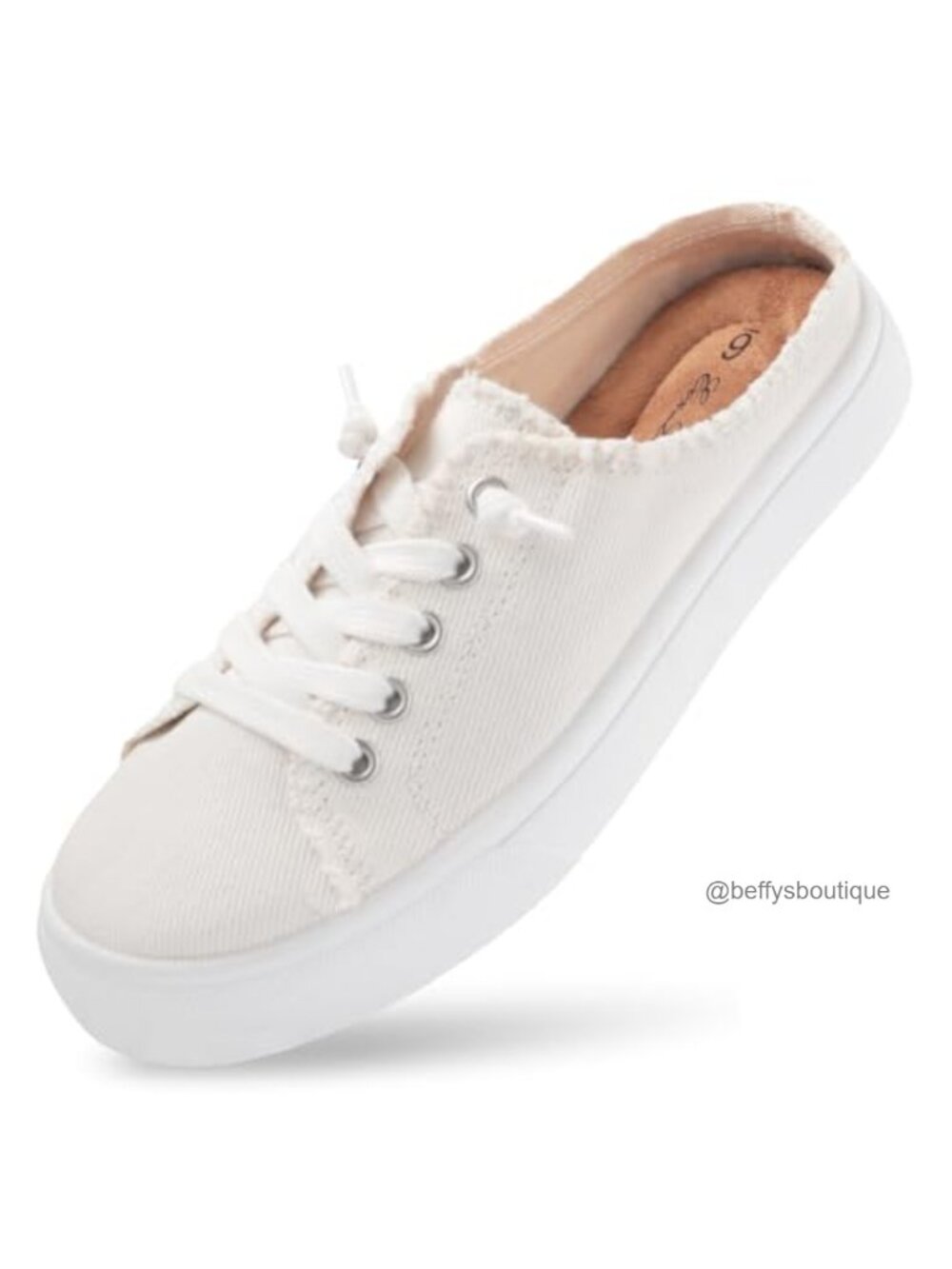 Women's Canvas Mules Slip-On Sneakers Memory Foam Backless Shoes